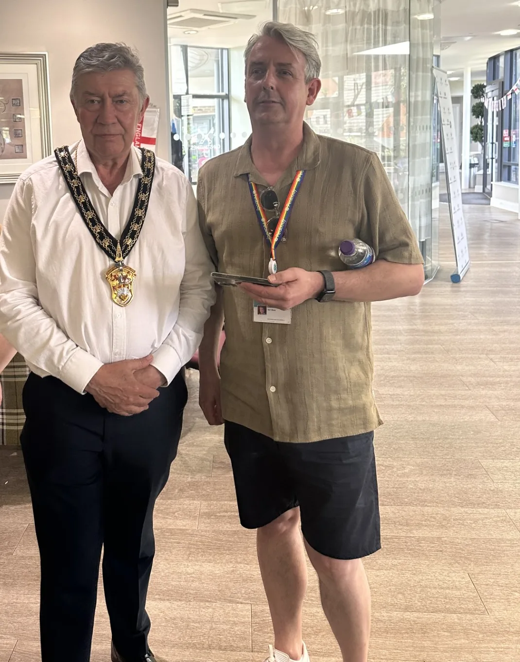 Town Mayor Cllr Kevin Pughe with residents at the Greenfields anniversary celebration
